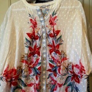 Chicos 3.5 NWOT pinttuck Summer Blouse Elbow Sleeve COOL and Comfy!